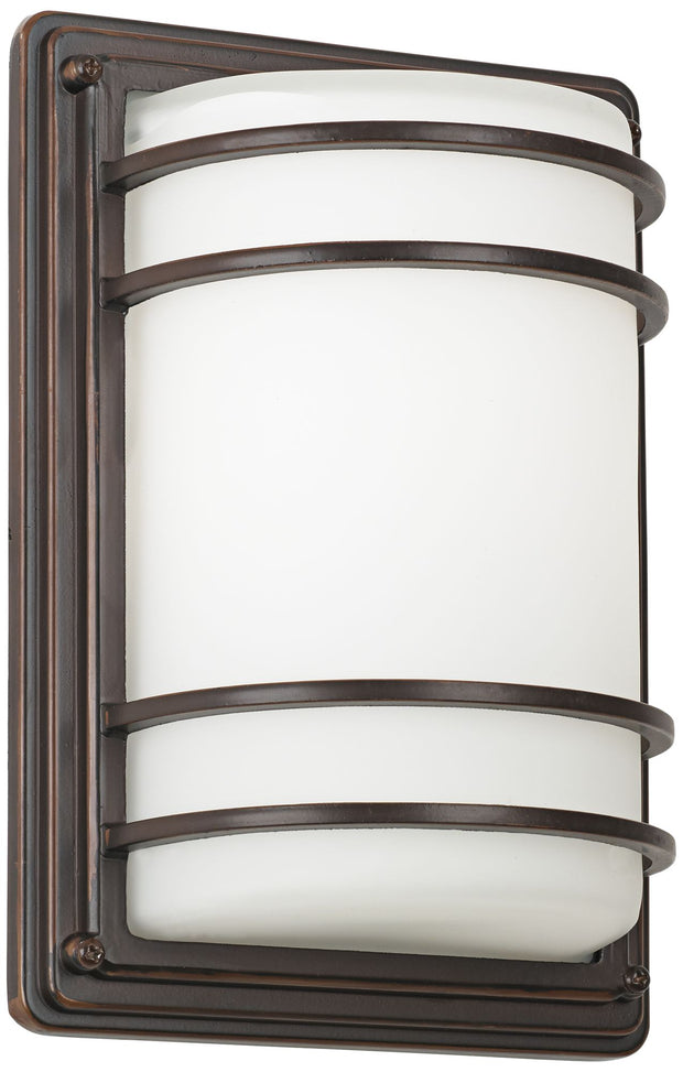 Modern Outdoor Wall Light Fixture Rubbed Bronze 11" Opal Glass Sconce