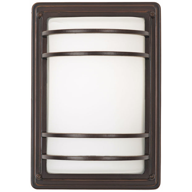 Modern Outdoor Wall Light Fixture Rubbed Bronze 11" Opal Glass Sconce