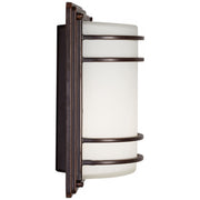 Modern Outdoor Wall Light Fixture Rubbed Bronze 11" Opal Glass Sconce
