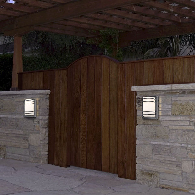 Modern Outdoor Wall Light Fixture Rubbed Bronze 11" Opal Glass Sconce